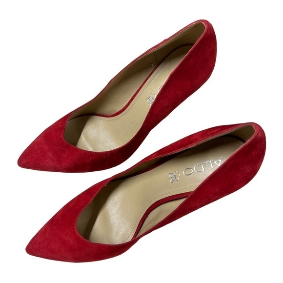 ALDO Red Suede Leather Stiletto Heels - Picture 4 of 15
